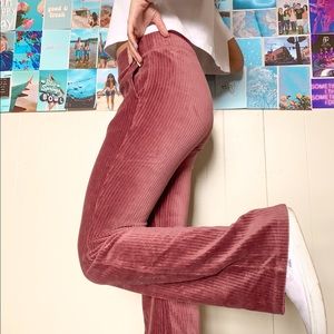 Pink velvet corduroy pants